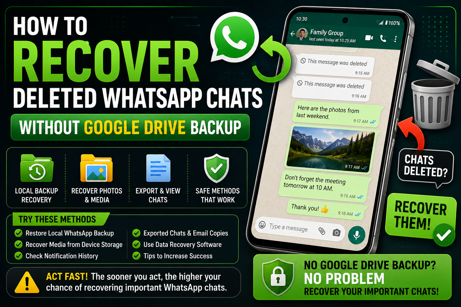 How to Recover Deleted WhatsApp Chats Without Google Drive Backup