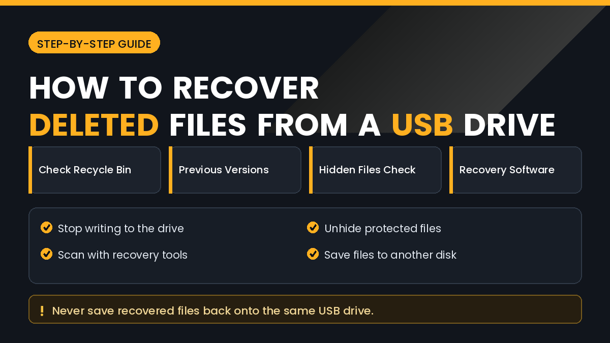 How to recover deleted files from a USB flash drive step by step